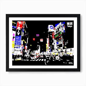 Tokyo At Night Shibuya Crossing Affiche