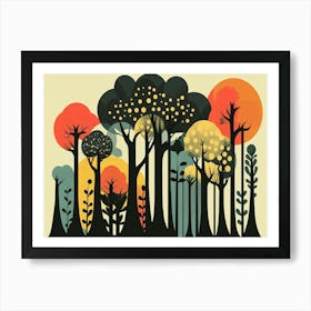 Vintage graphic art of trees Art Print