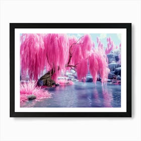 Pink Weeping Willow Tree Art Print