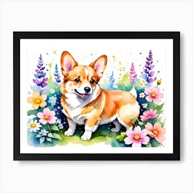 Corgi Watercolor Painting Emulation Art Print