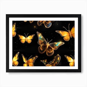 Golden Butterflies 10 Art Print