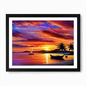 Sunset At The Beach 121 Art Print