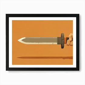 Hand Holding A Cartoon Sword Art Print