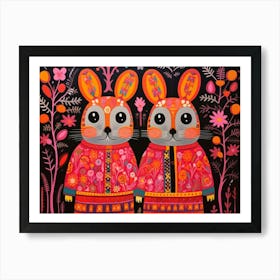 Pika 2 Folk Style Animal Illustration Art Print