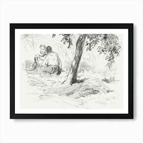 Boy And Girl Seated By Tree From Scrapbook (1875), John Singer Sargent Art Print