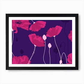 Poppies On Purple Background Art Print