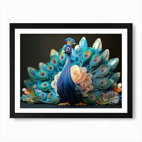 3d Carton Peacock 6 Art Print