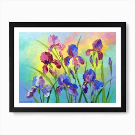 Blooming irises Art Print