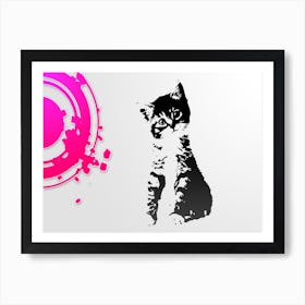 Sweet Cat Art Illustration In Painting Digital Style 04 Art Print