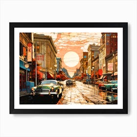 Sunset On The Street Art Print