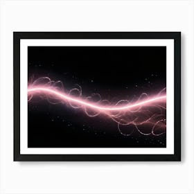 Abstract Image Of A Pink Glowing Line Forming A Wave Against A Black Background Art Print