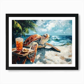 Sea Turtle At The Beach Bar 5 Art Print