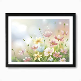 Cosmos Flowers Background Art Print