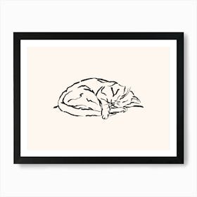 Sleeping Cat Line Art Art Print