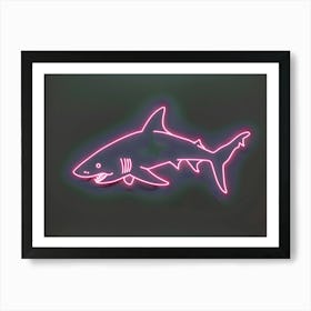 Pink Tiger Neon Shark 3 Art Print