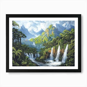 Waterfalls In The Jungle Art Print