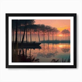 Sunset By The Lake 50 Art Print