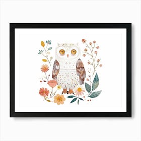 Little Floral Snowy Owl 2 Art Print