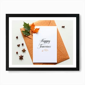 An Autumnal Thanksgiving Holiday Greeting Card In A Handwritten Calligraphy Design Vectorial Print (1) 2 Art Print