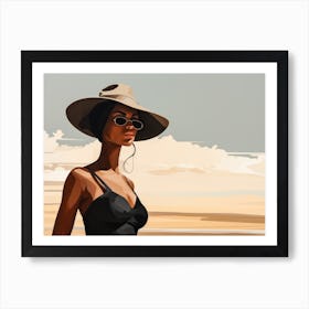 Illustration of an African American woman at the beach 42 Art Print