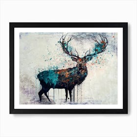 Deer Stag Art Illustration In A Photomontage Style 06 Art Print