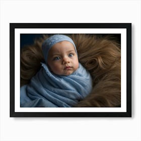 Baby In A Blue Blanket Art Print