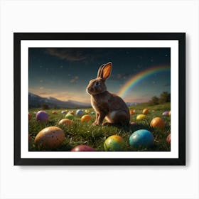 Rainbow Over Easter Eggs Art Print