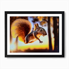 Squirrel Flying Art Print