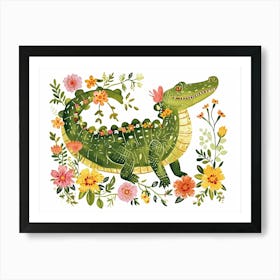 Little Floral Crocodile 5 Art Print