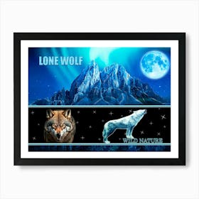 WILD NATURE. LONE WOLF design Art Print