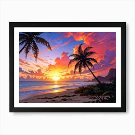 Sunset At The Beach 52 Art Print