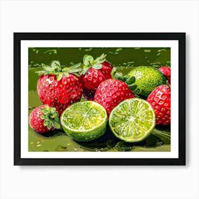 Strawberries And Limes Art Print