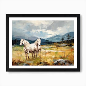 Horses Painting In Scottish Highlands, Scotland, Landscape 2 Art Print