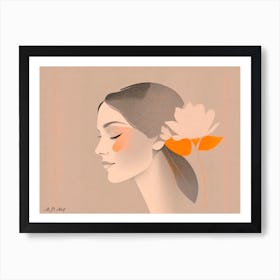 Exotic Beauty Sketch Color Painting Art Print