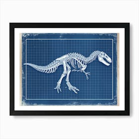 Microraptor Skeleton Hand Drawn Blueprint 2 Art Print