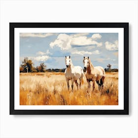 Horses Painting In Pampas Region, Argentina, Landscape 1 Art Print