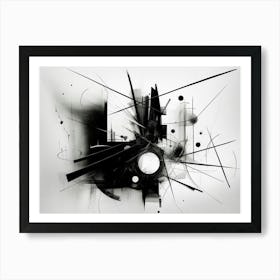 Unseen Forces Abstract Black And White 7 Art Print