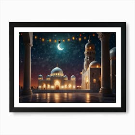 Islamic Mosque At Night 1 Art Print