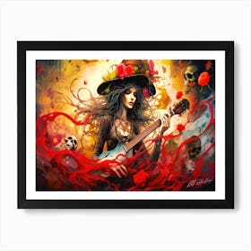 Witches And Music 5 - Mysticals With A Guitar Art Print