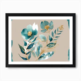 Flowers In Blue And Gold 19 Art Print