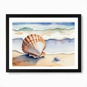 Seashell on the beach, watercolor painting 21 Art Print