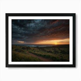 Sunset Over The Ocean 1 Art Print