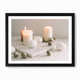 Easter Eggs And Candles 1 Art Print