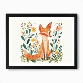 Little Floral Jackal 1 Art Print