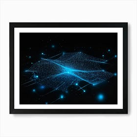 Abstract Digital Painting Featuring A Glowing Geometric Pattern Composed Of Dots And Lines On A Dark (1) 2 Art Print