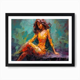 Woman In Yellow Dress Art Print