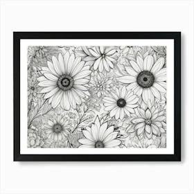 Black And White Flowers 7 Art Print