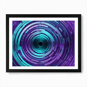 Abstract Digital Artwork Of A Glowing, Colorful, Circular Tunnel With Geometric Patterns 1 Art Print