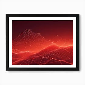 Abstract Image Of A Red, Connected Network Of Lines, Creating A Sense Of Depth And Movement Art Print