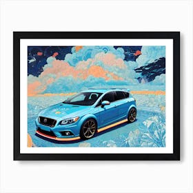 Blue Car In The Sky Art Print